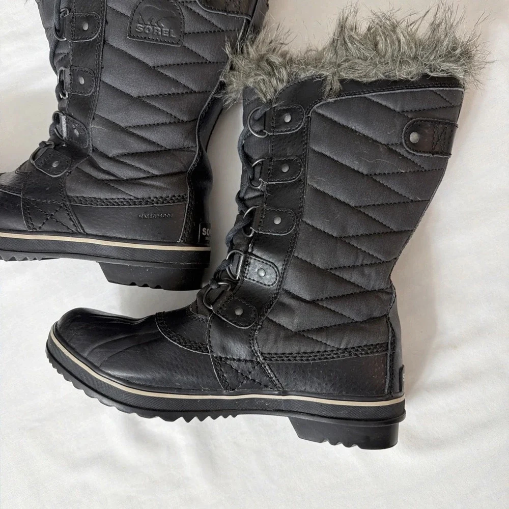 Sorel Women's TOFINO II Waterproof Boots Black US‎ Size 8 Fluffy Clean Shoes Fit